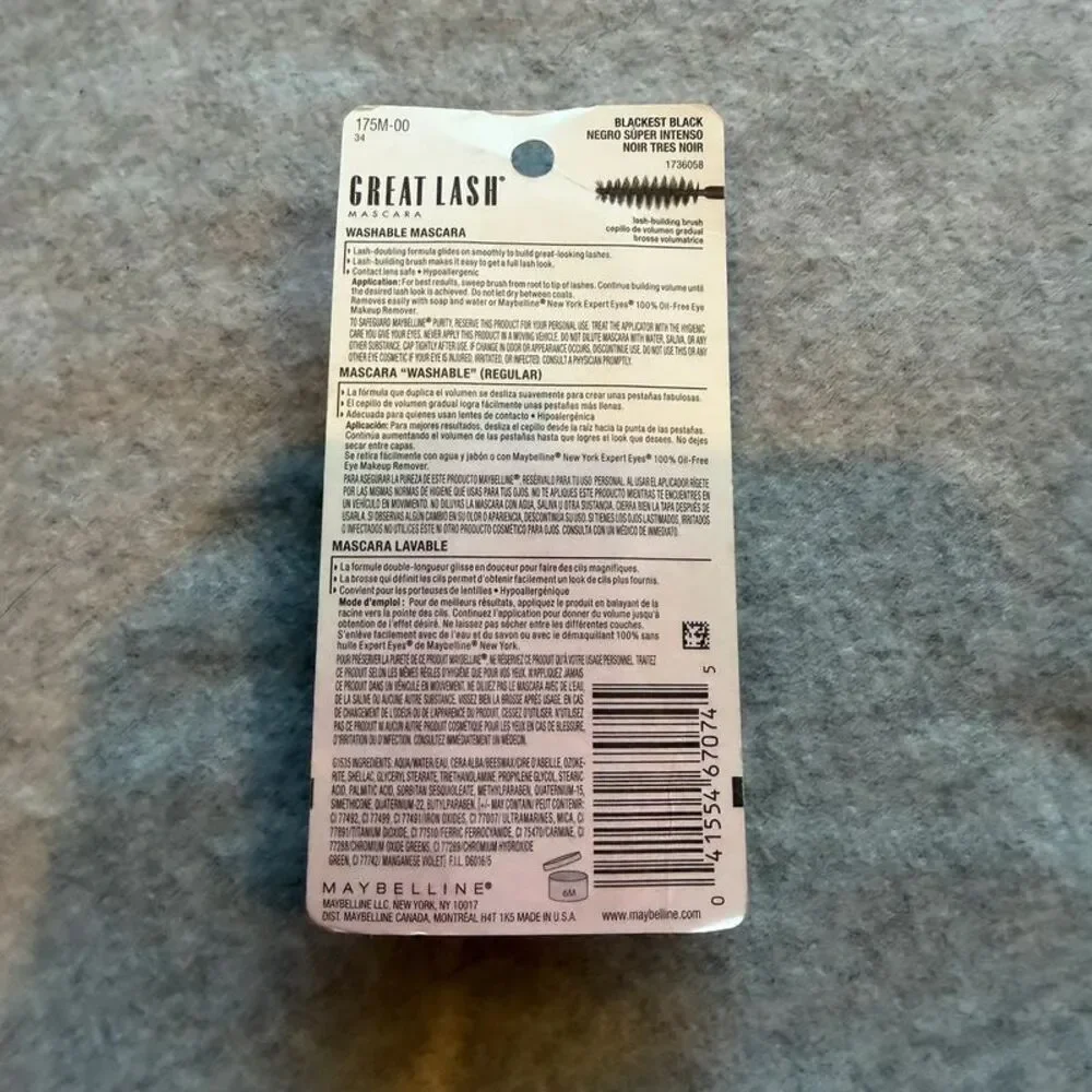 Maybelline Great Lash Mascara Blackest Black New in Package